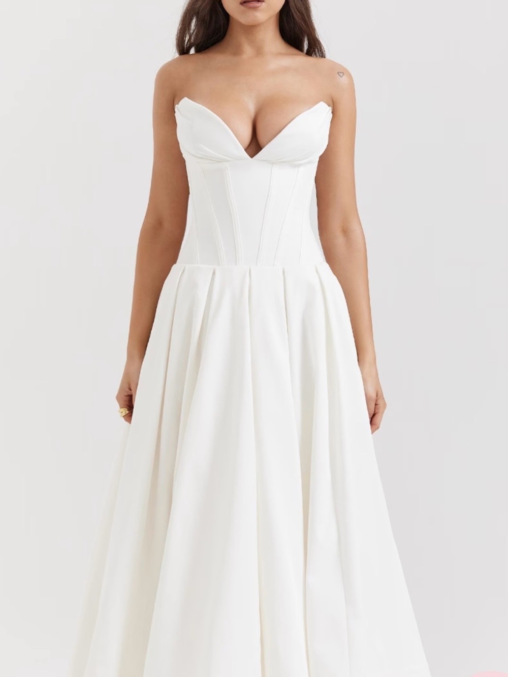 House of CB Lady Strapless Midi Dress-White